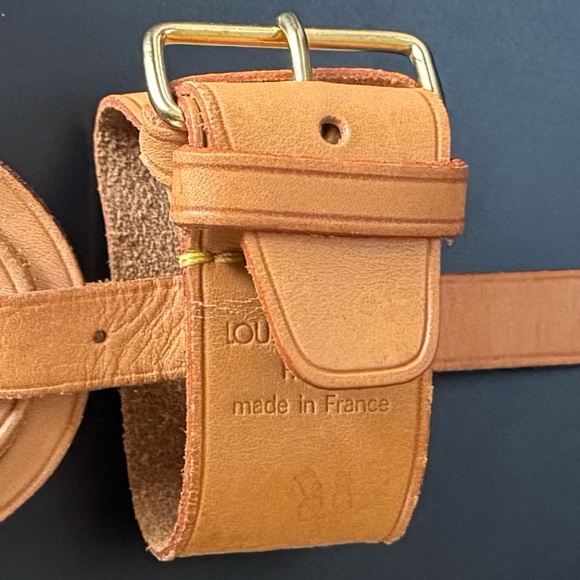 Louis Vuitton Vachetta Leather Luggage Tag & Poignet Set Made in France - Picture 4 of 7